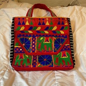 RED VINTAGE BOHO SHOULDER BAG